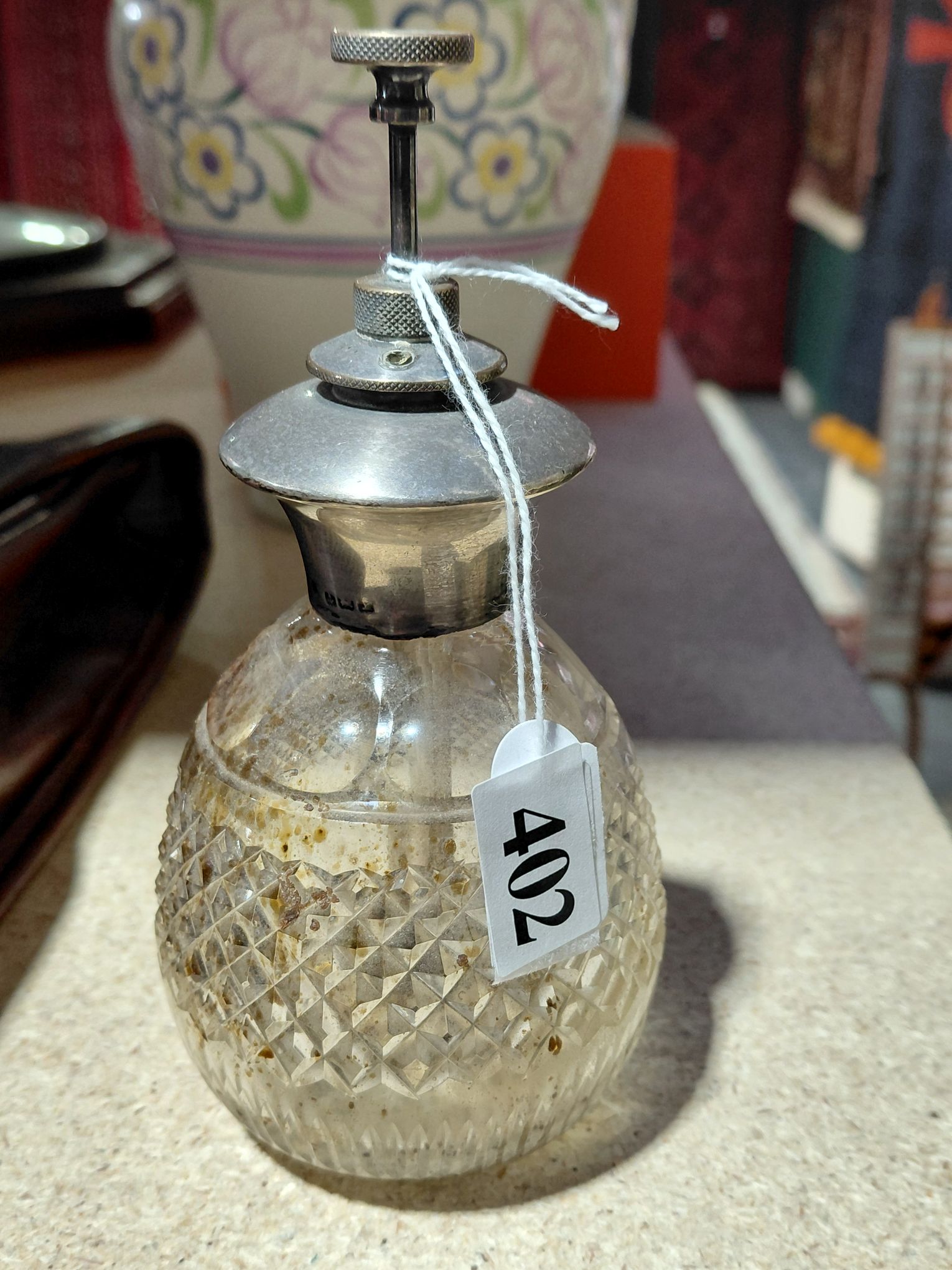 402 · STERLING SILVER AND CRYSTAL DRESSING TABLE ITEMS