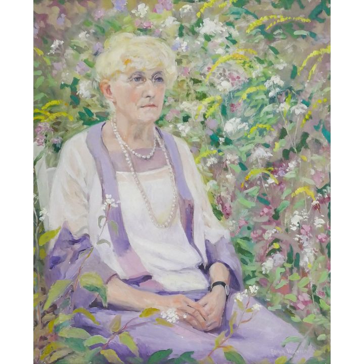 Edna Vognild ''Seated Woman in Garden'' Oil on Canvas