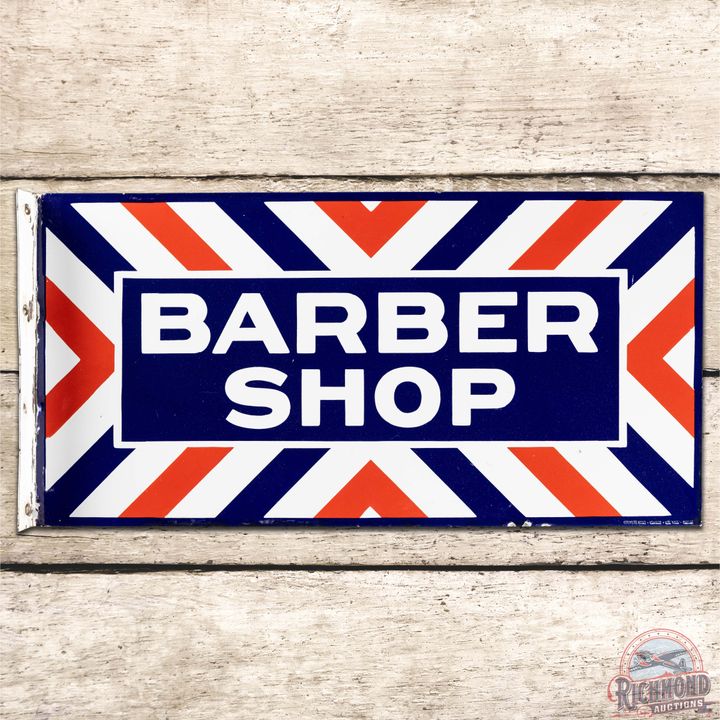 Barber Shop DS Porcelain Flange Sign