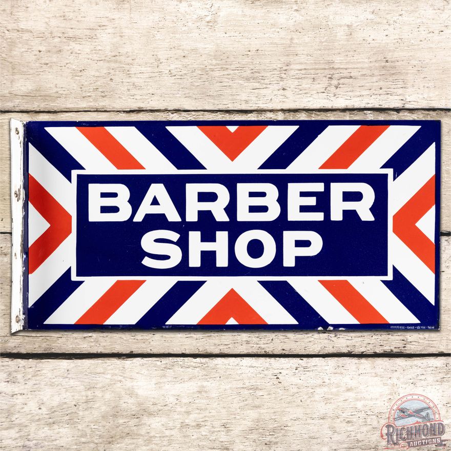 Barber Shop DS Porcelain Flange Sign