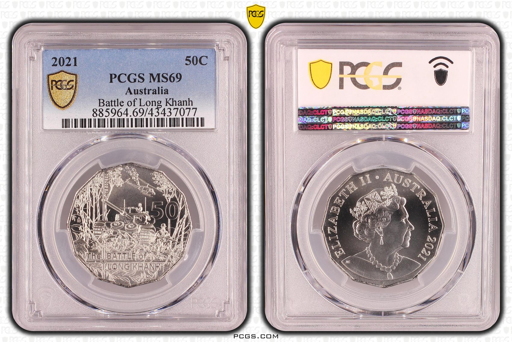 Elizabeth II, Battle of Long Khanh, Fifty Cent, 2021, PCGS MS 69