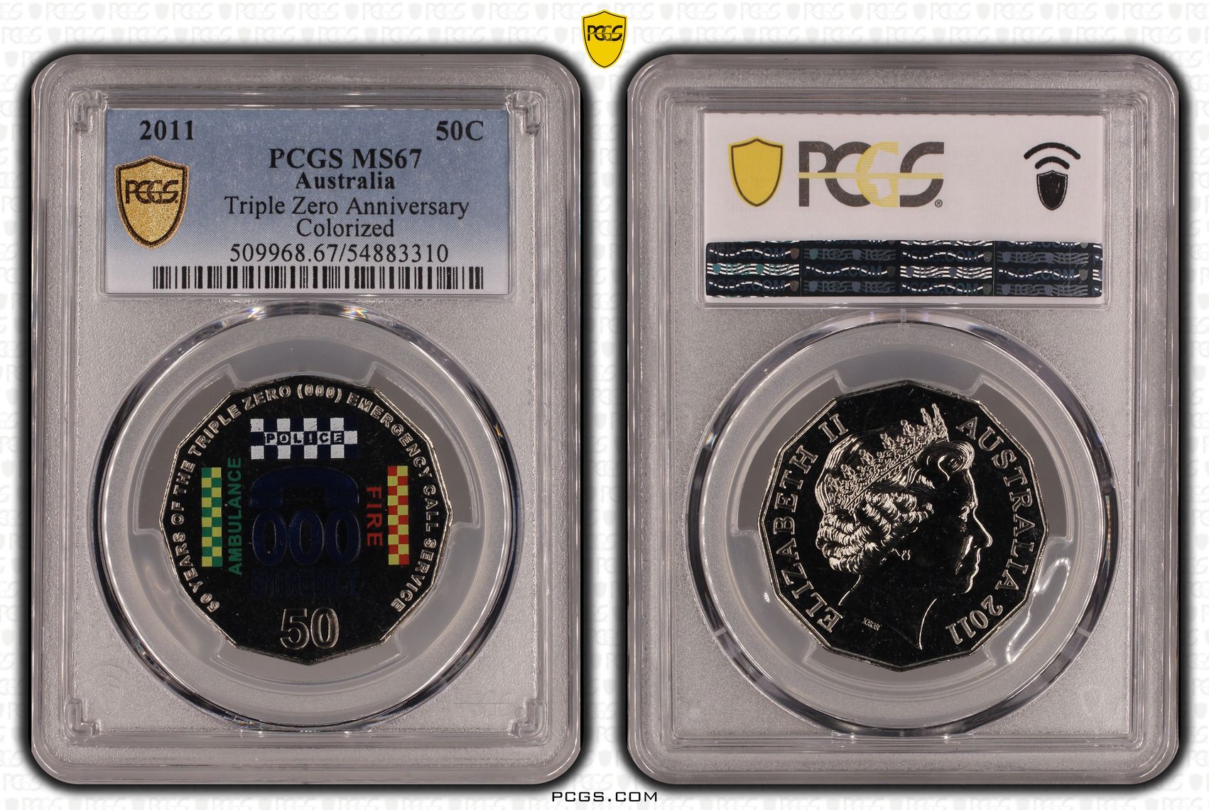 Triple Zero Anniversary Colorized, Fifty Cent, 2011, PCGS MS67