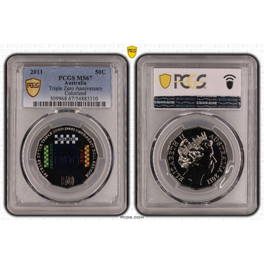 Triple Zero Anniversary Colorized, Fifty Cent, 2011, PCGS MS67