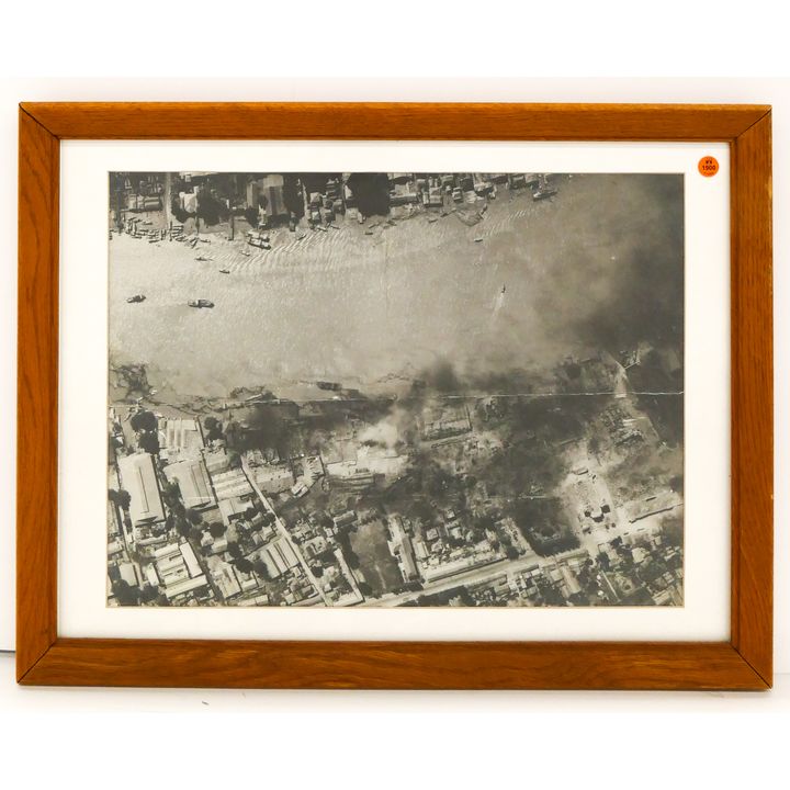 WWII Docks in Bangkok Arial Photo Framed- 20x26''