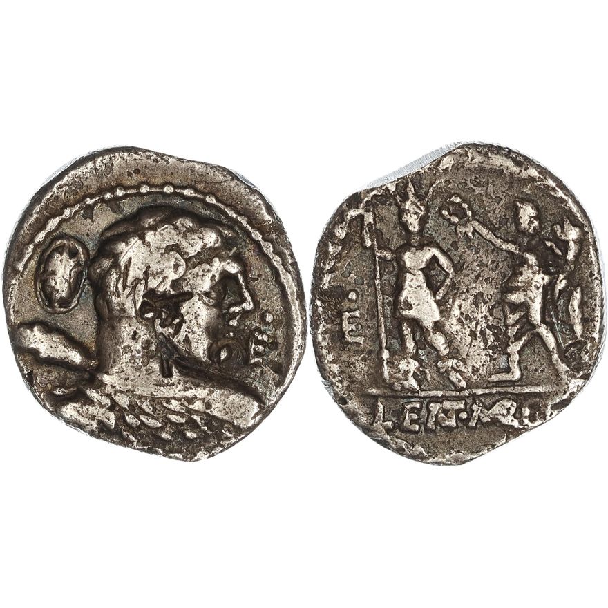 Roman Republic, P. Cornelius Lentulus Marcellinus, Silver Denarius, 100 BC,  gF-aVF