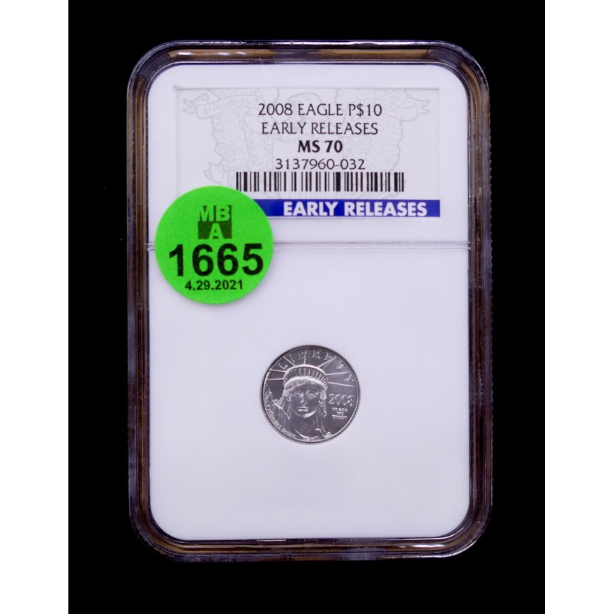 2008 Platinum 1/10 OZ Eagle Graded MS70