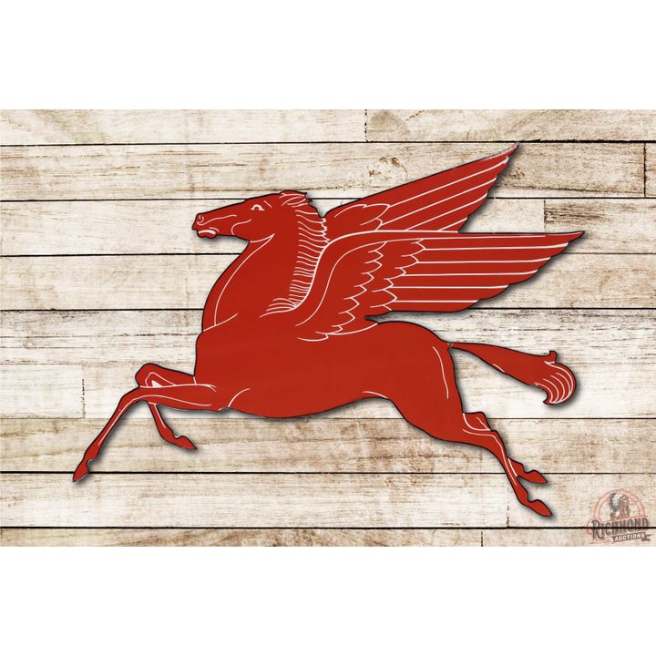 Mobil Pegasus Blue Border Flat Single Sided Porcelain Sign TAC 9+