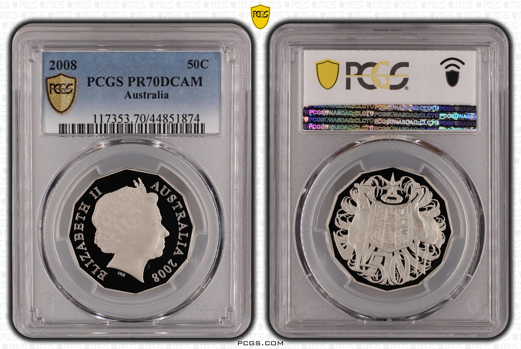 Elizabeth II, Fifty Cent, 2008, PCGS PR 70DCAM