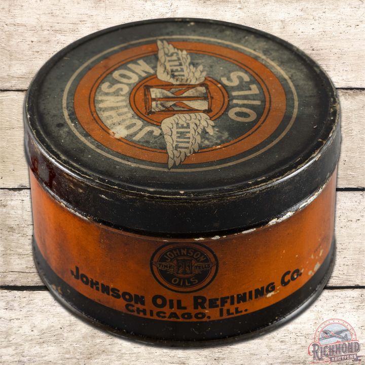 Johnson 1 Pound Metal Cup Grease Can w/ Time Tells Logo
