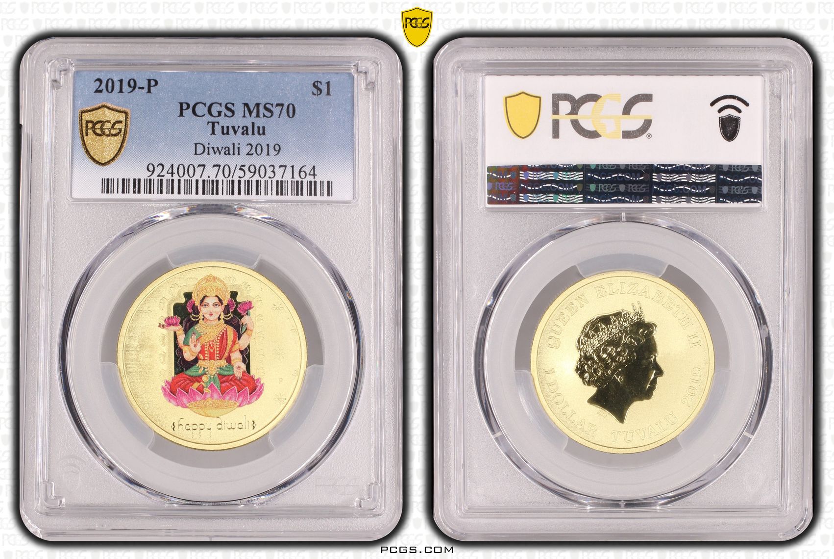Tuvalu, Diwali 2019, POP 6/0, One Dollar, 2019-P, PCGS MS70