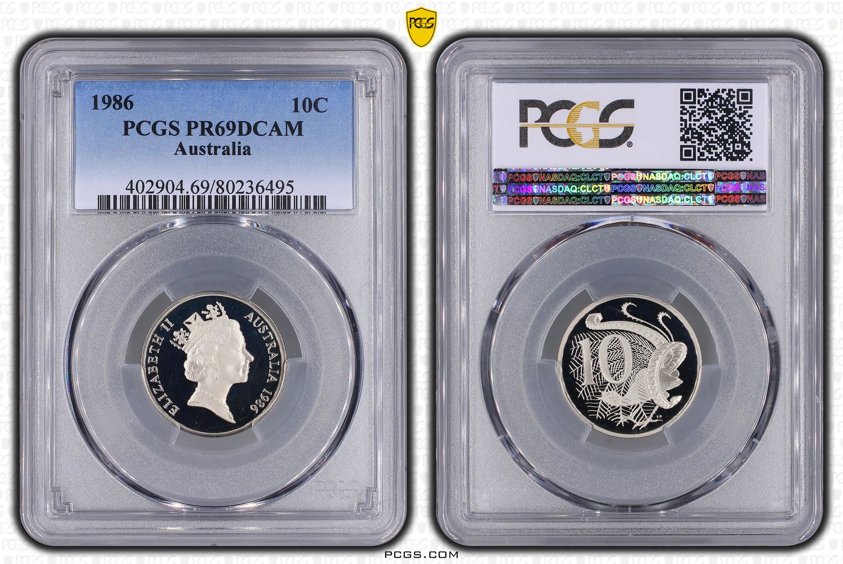 Elizabeth II, Ten Cent, 1986, PCGS PR69DCAM