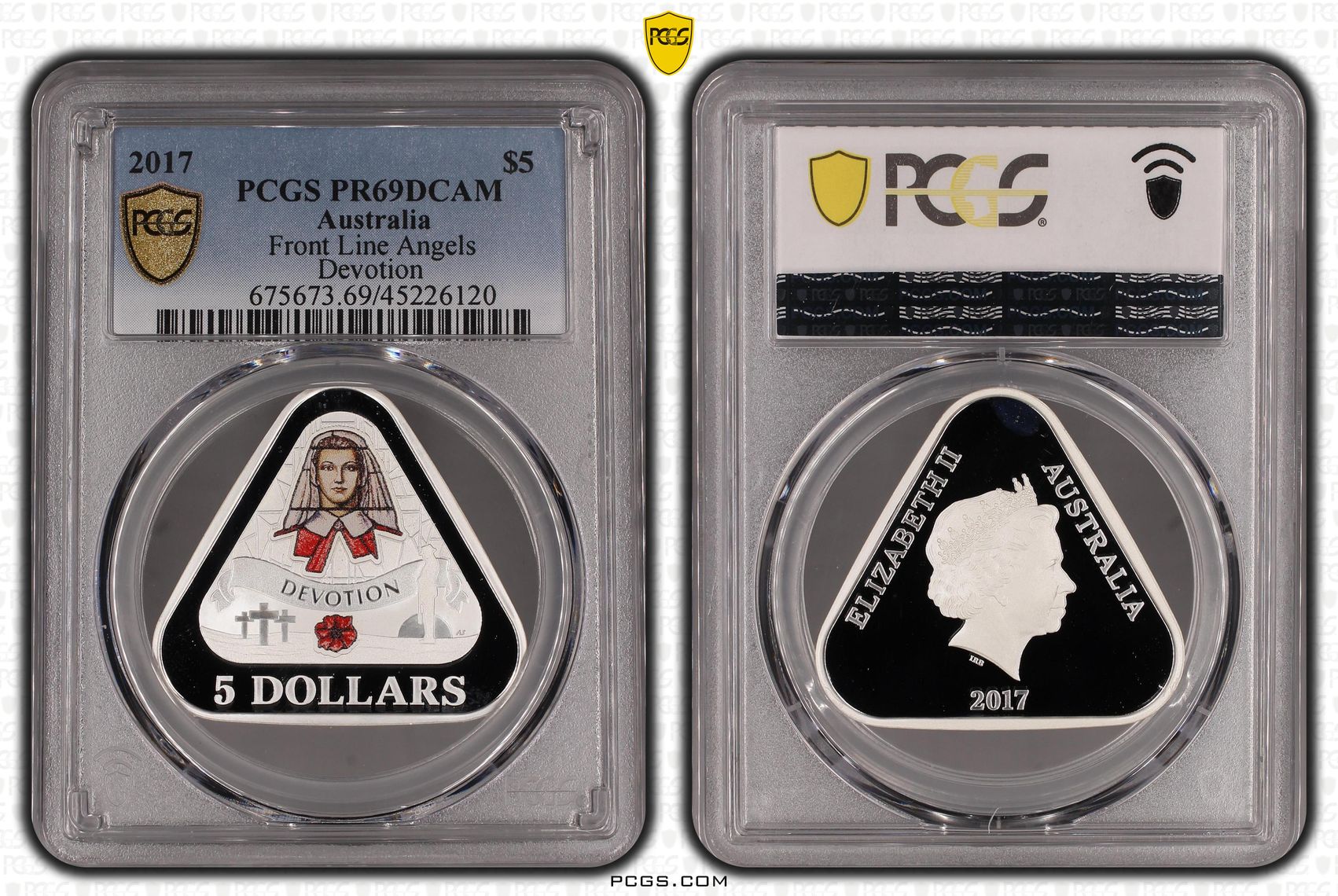 2017 Australia Five Dollar, $5 Silver Proof Front Line Angels Devotion PCGS - PR69DCAM -120