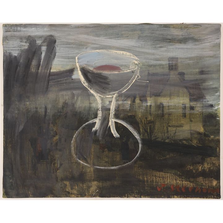 Jay Steensma ''Chalice Landscape Oil on Found Canvas 16''x20''
