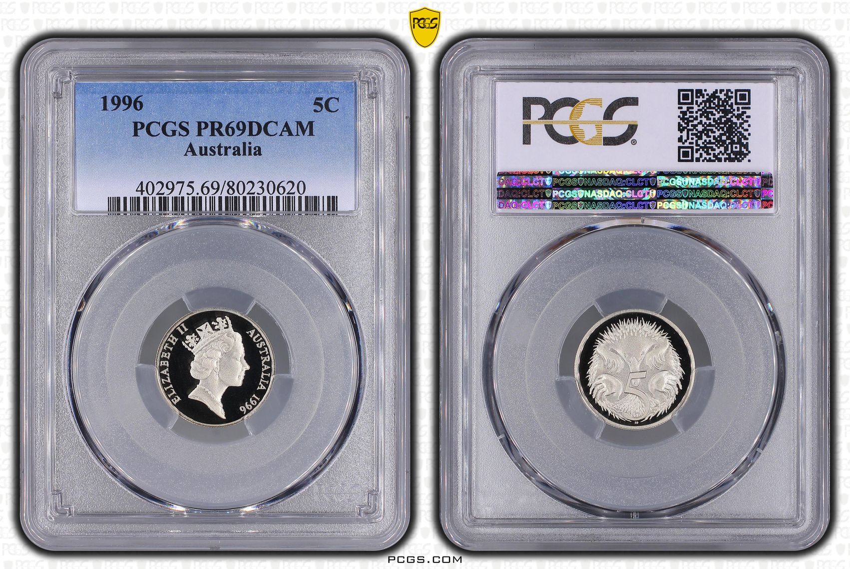 Elizabeth II, Five Cent, 1996, PCGS PR69DCAM