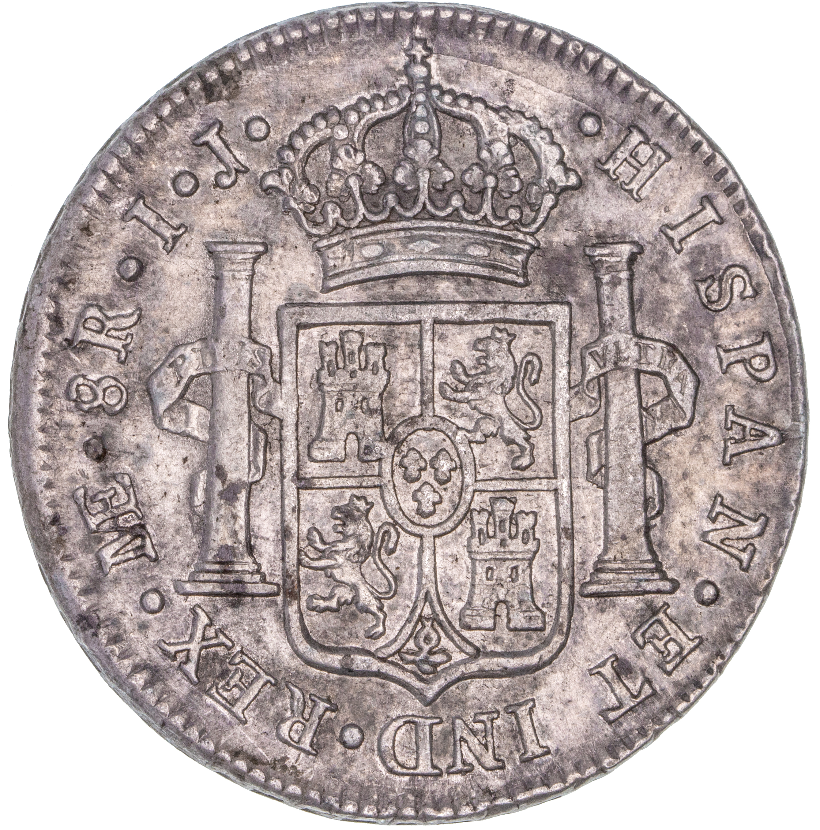 Peru, Charles IIII, Eight Reales, 1793-IJ, gVF