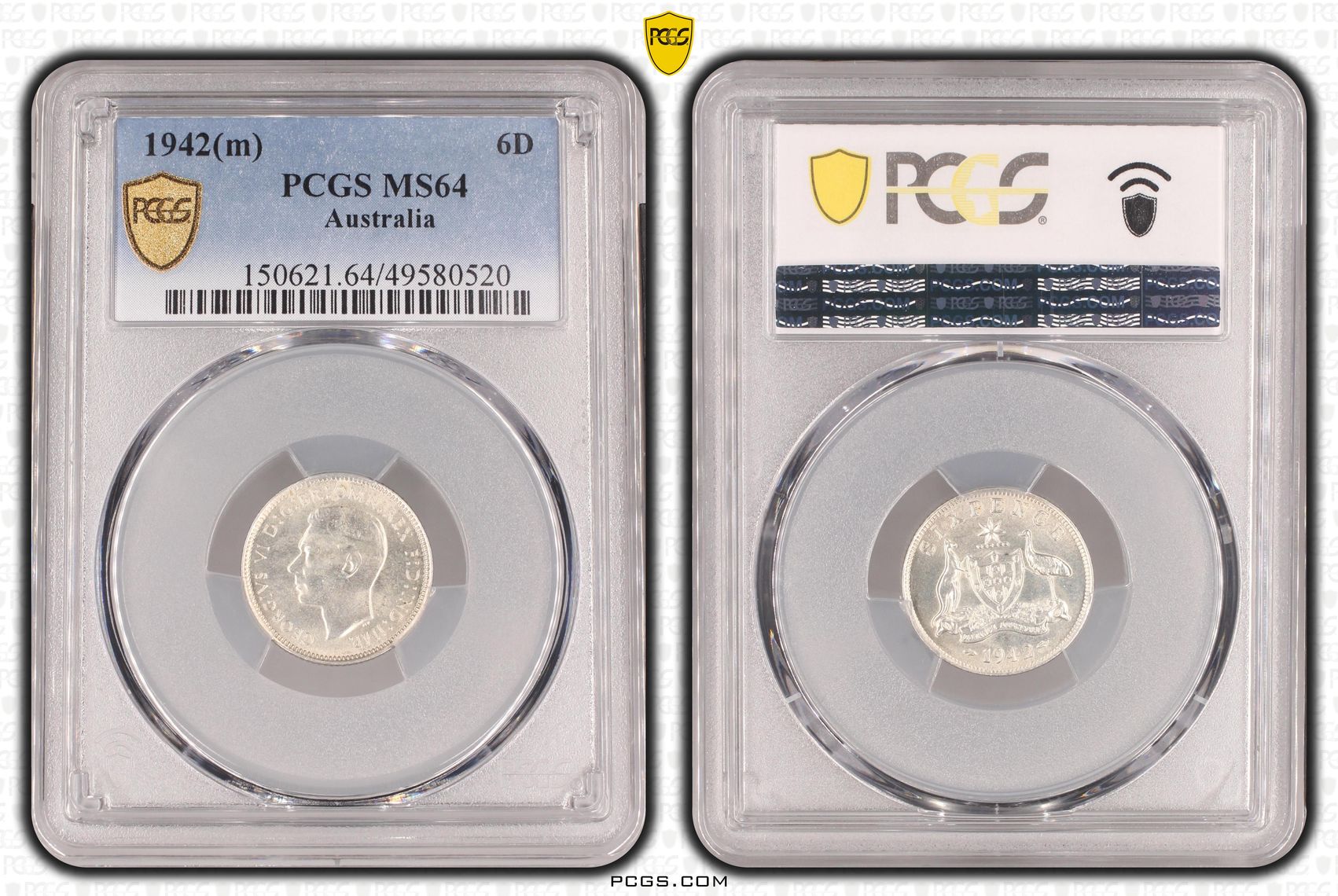 George VI, Sixpence, 1942, PCGS MS64