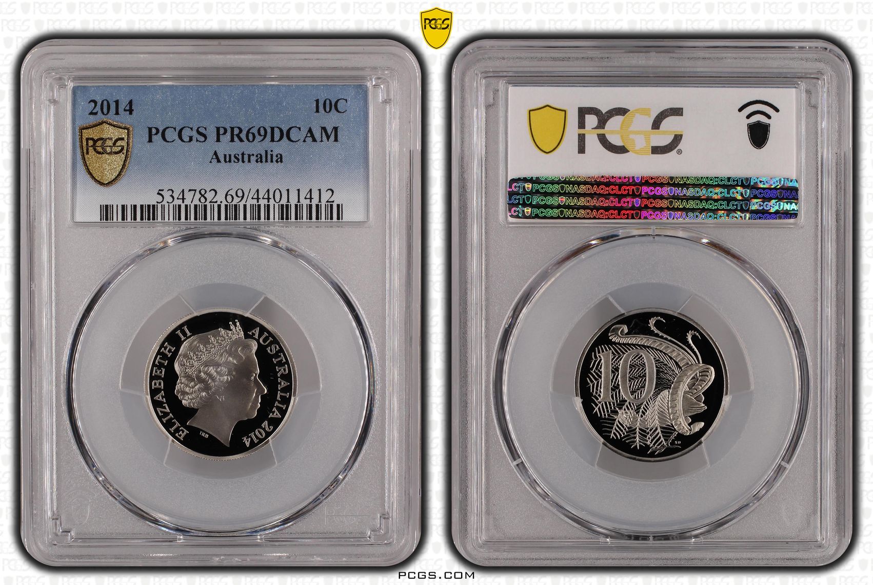 Elizabeth II, Ten Cent, 2014, PCGS PR69DCAM
