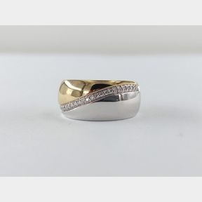 0.160CTS DIAMONDS IN 14CT WHITE + YELLOW GOLD BREUNING RING COLOUR I/J CLAIRITY VS/SI - 51624/169