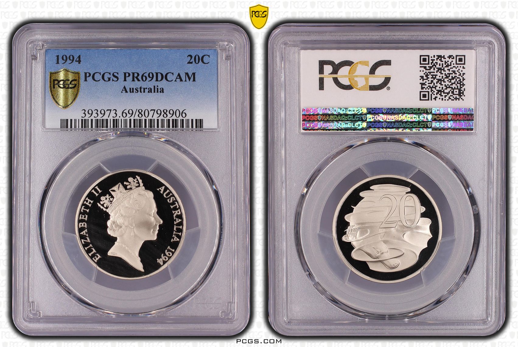 Elizabeth II, Twenty Cent, 1994, PCGS PR69DCAM