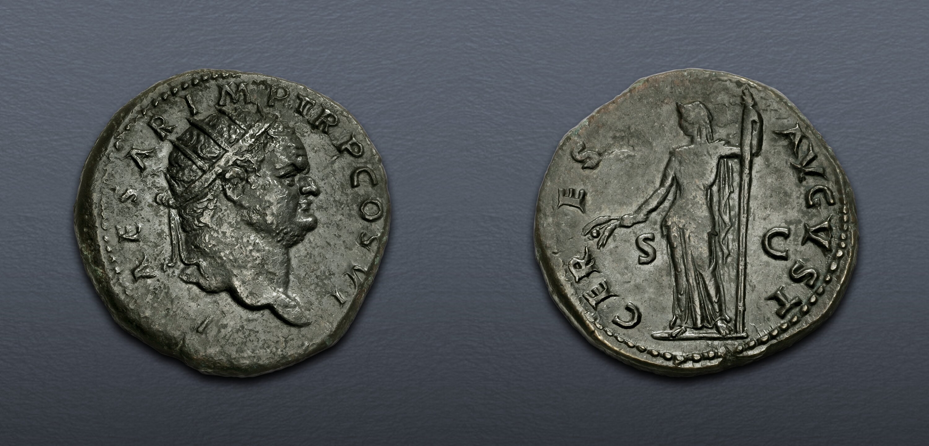 Titus. As Caesar, AD 69-79. Æ Dupondius (26mm, 12.98 g, 6h). Rome mint ...