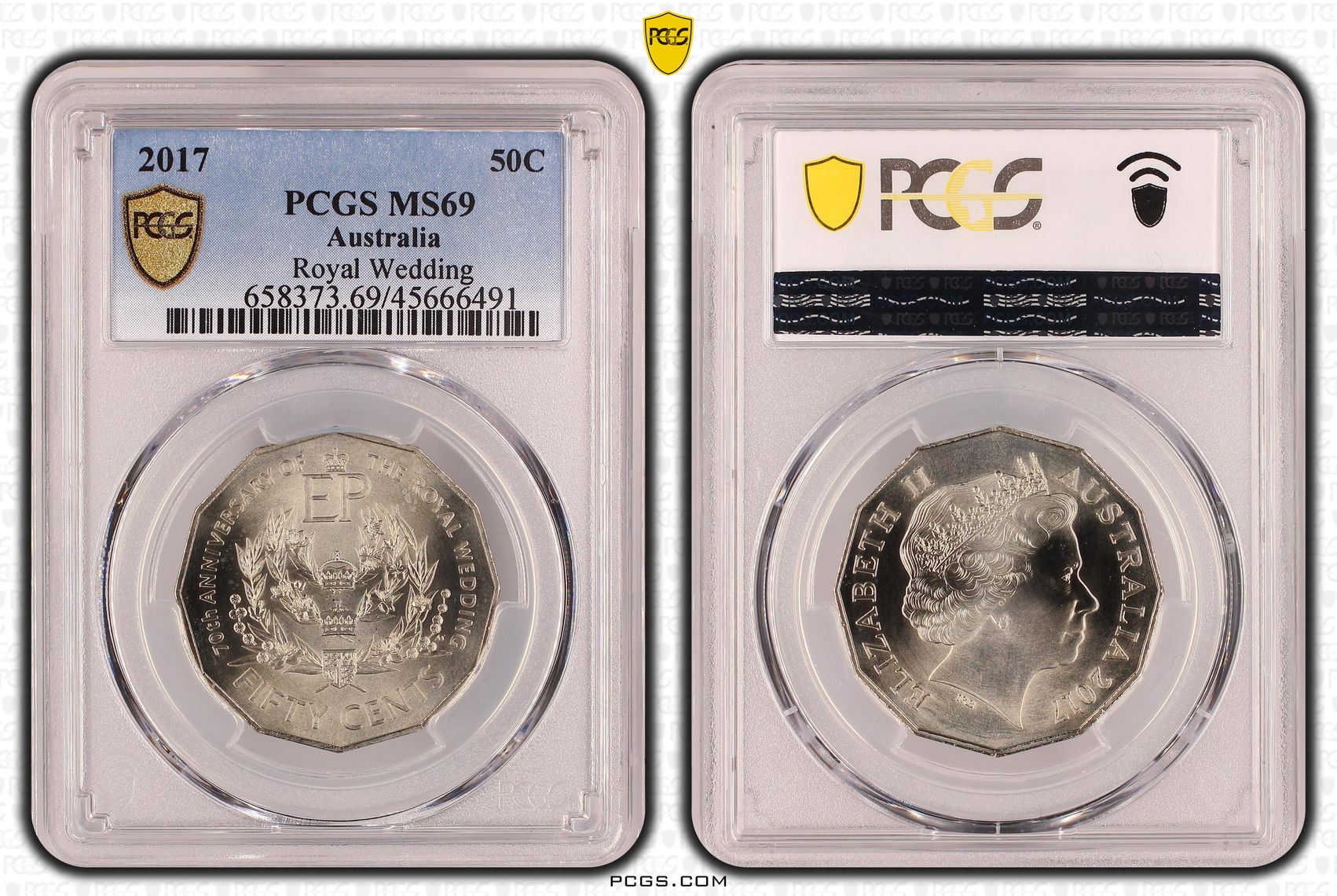 Royal Wedding 70th Anniversary, Fifty Cent, 2017, PCGS MS69