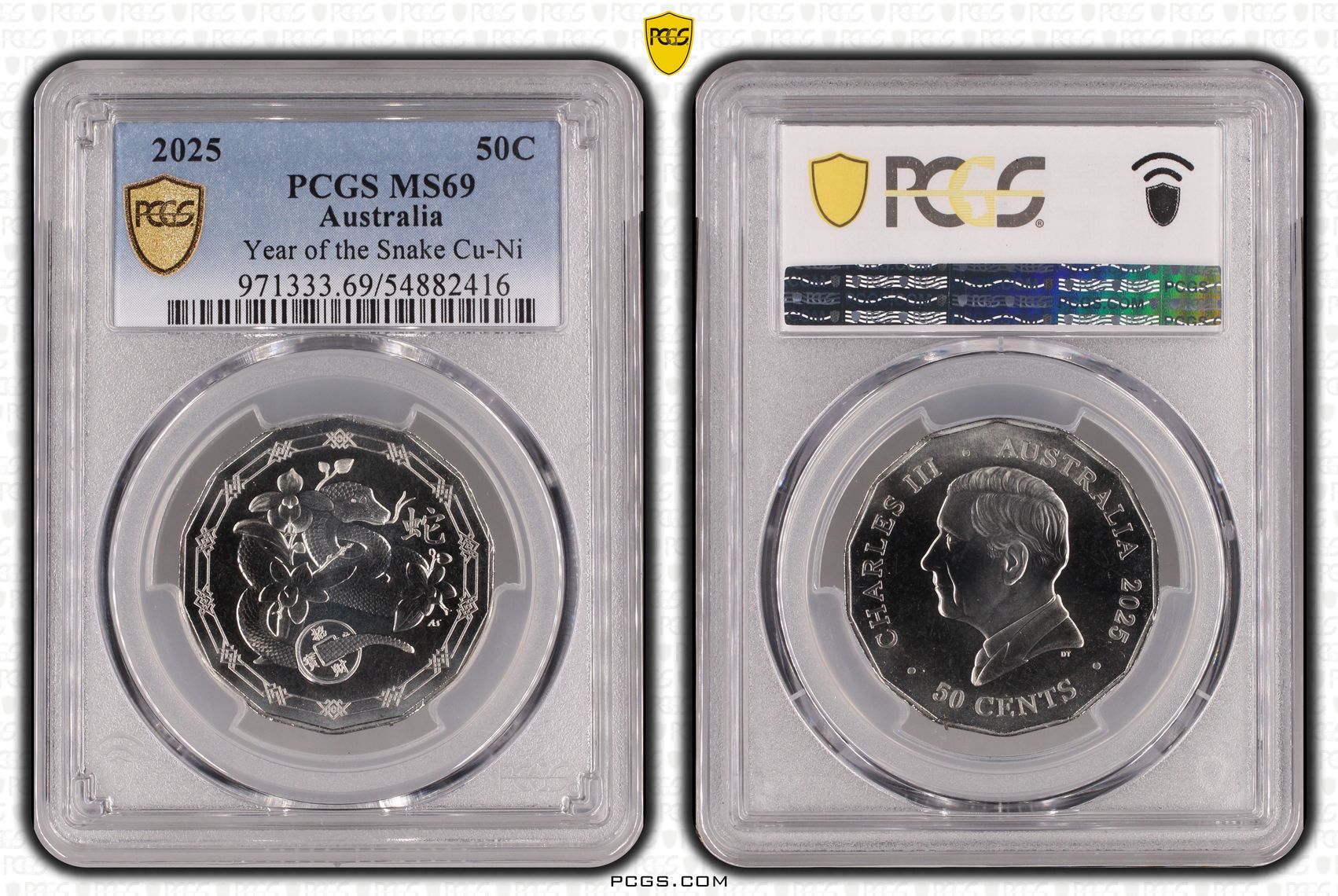 Year of the Snake Cu-Ni, Fifty Cent, 2025, PCGS MS69