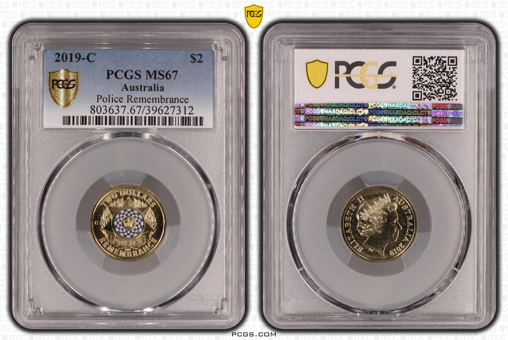 2019-C Australia Two Dollar, $2 Police Remembrance PCGS - MS67 -312