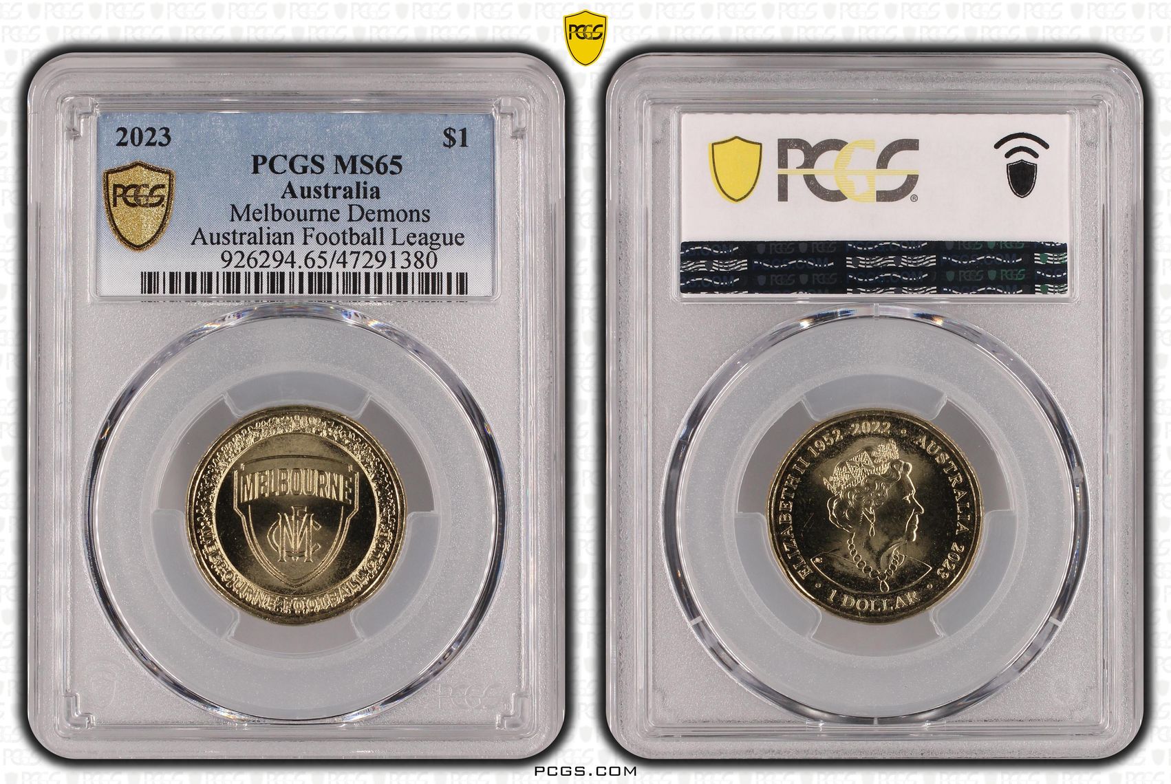 Elizabeth II, Melbourne Football Club, One Dollar, 2023, PCGS MS65