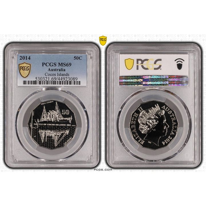 2014 Australian Fifty Cent, 50c Cocos Islands PCGS - MS69 -089