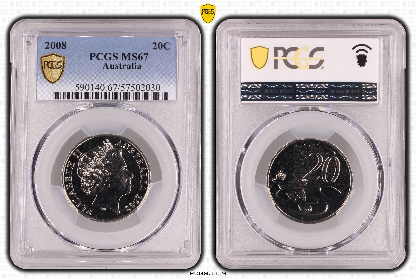 Twenty Cent, 2008, PCGS MS67