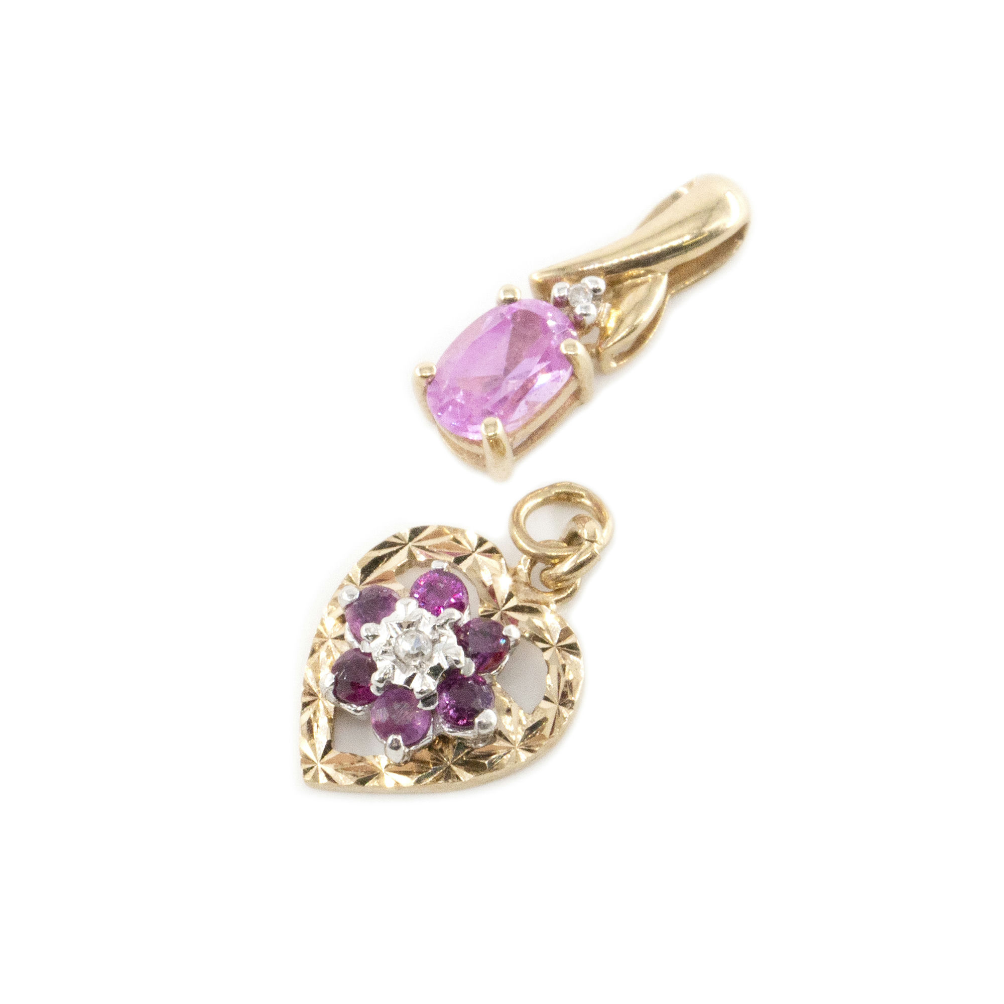 Two Diamond Pendants 9ct Gold,