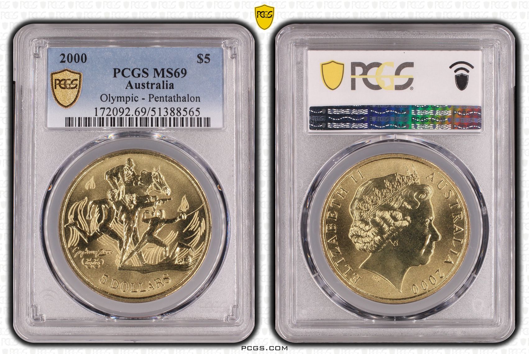 Olympic - Pentathalon, POP 7/0, Five Dollar, 2000, PCGS MS69