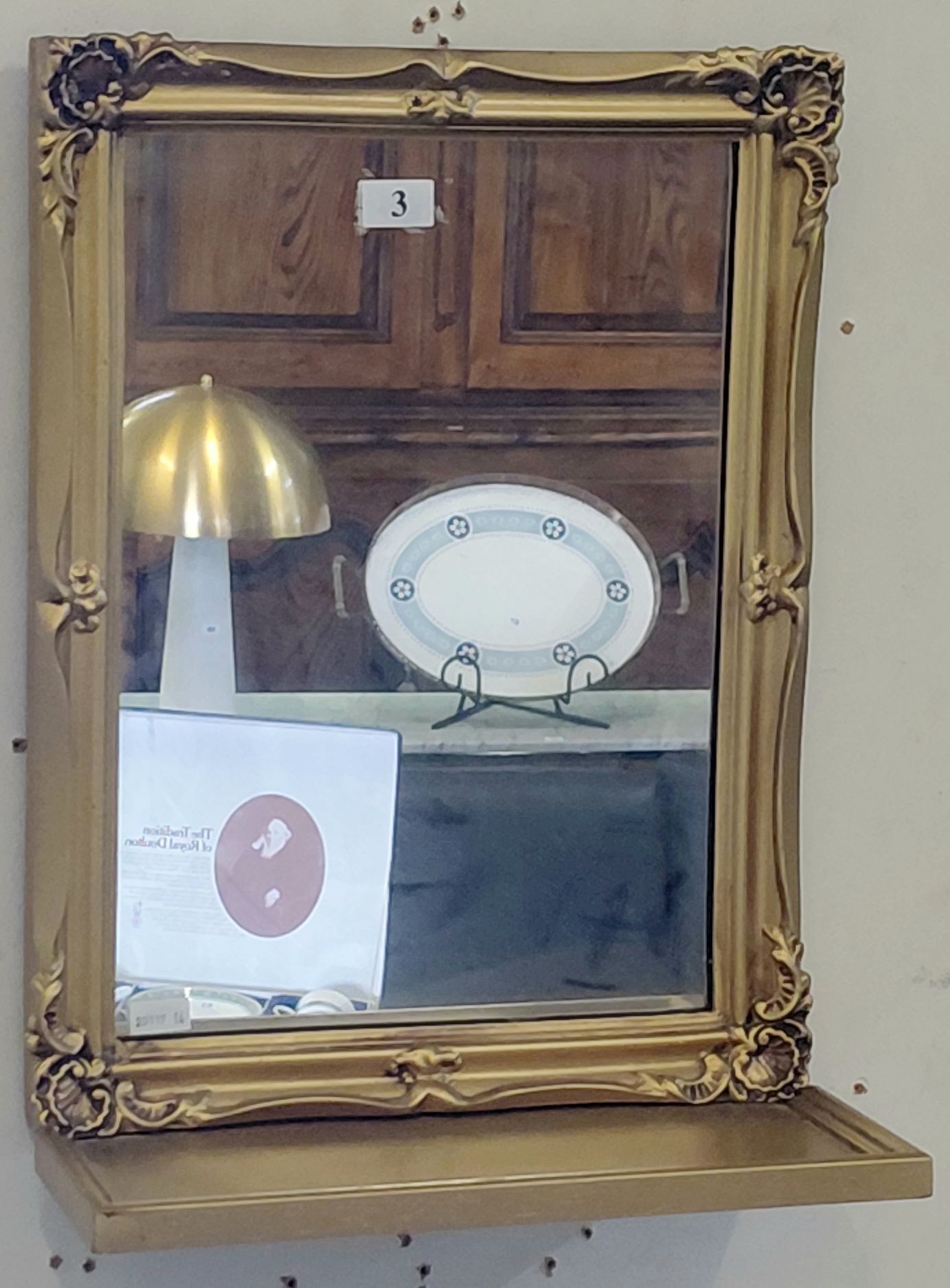 3 · GILT WALL MIRROR WITH SHELF