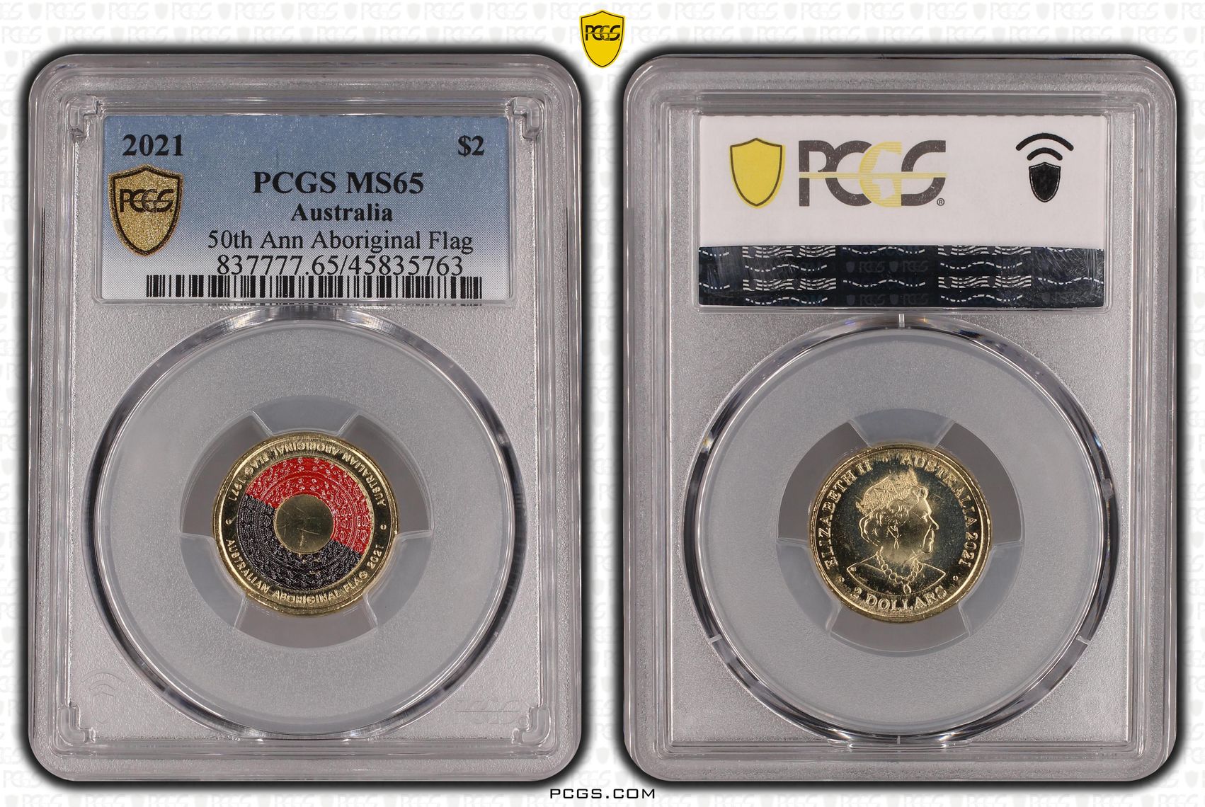 50th Ann Aboriginal Flag, Two Dollar, 2021, PCGS MS65