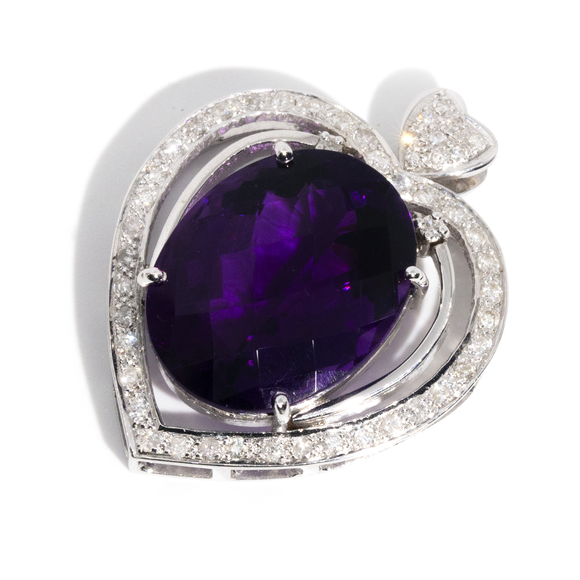 Amethyst and Diamond 18 Carat Gold Pendant,