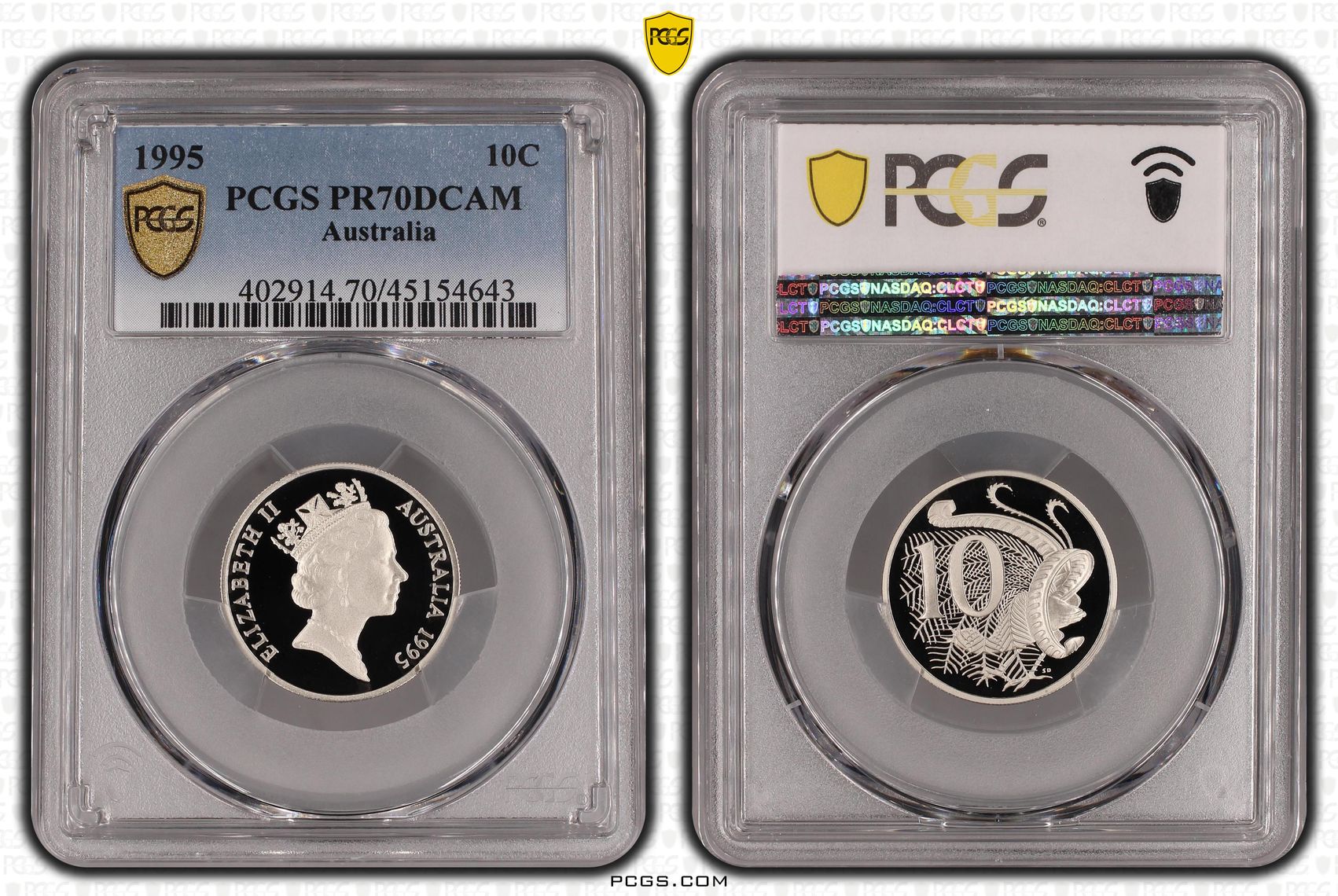 Elizabeth II, Ten Cent, 1995, PCGS PR 70DCAM