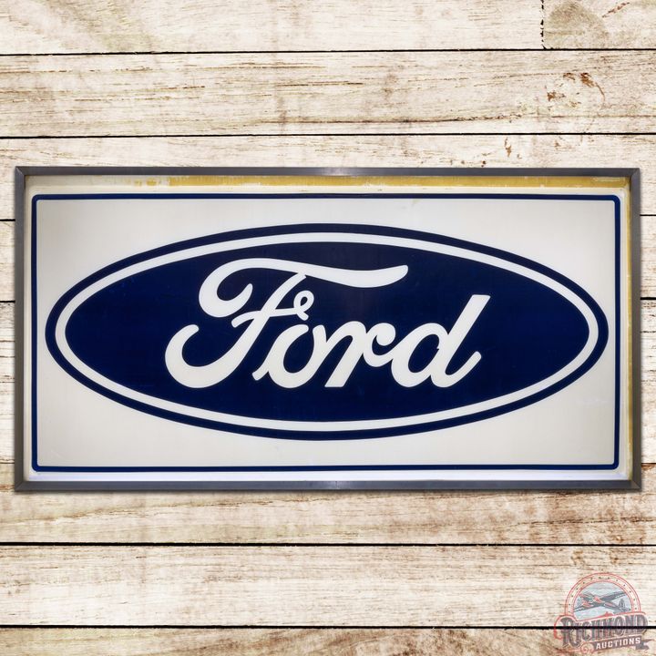 1970s Ford Dealer Lighted Advertising Sign w/ Logo