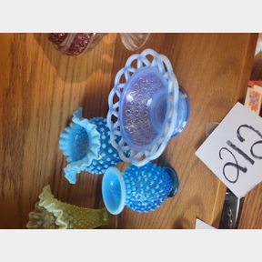 "Fenton?" Blue Hobnail and Opalescent Imperial bowl