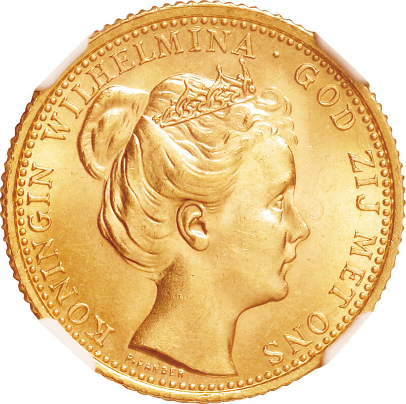 オランダ-Netherlands. 1898. Gold. 10グルデン. NGC MS63. 未使用 