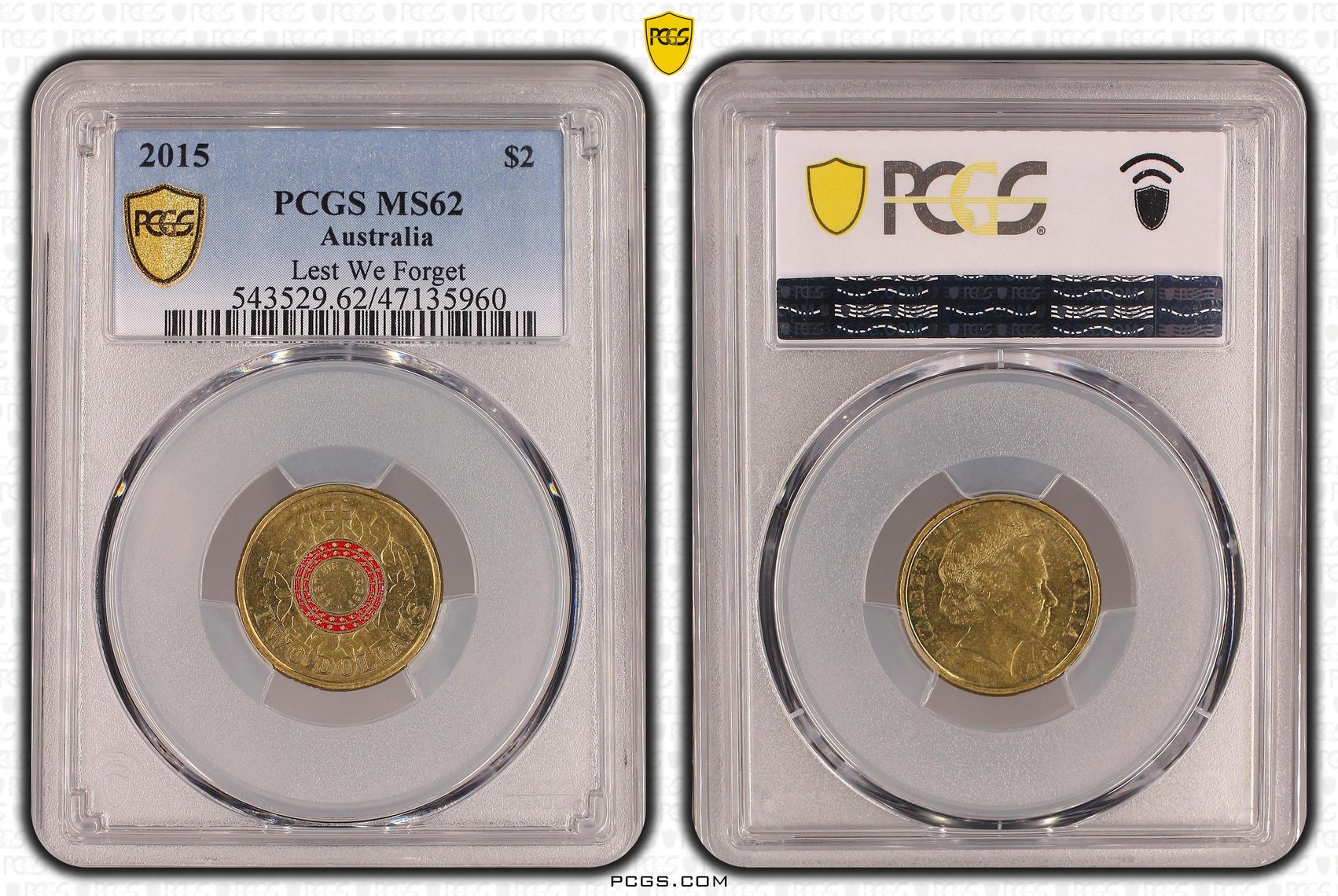 Lest We Forget Colorized , Two Dollar, 2015, PCGS MS62