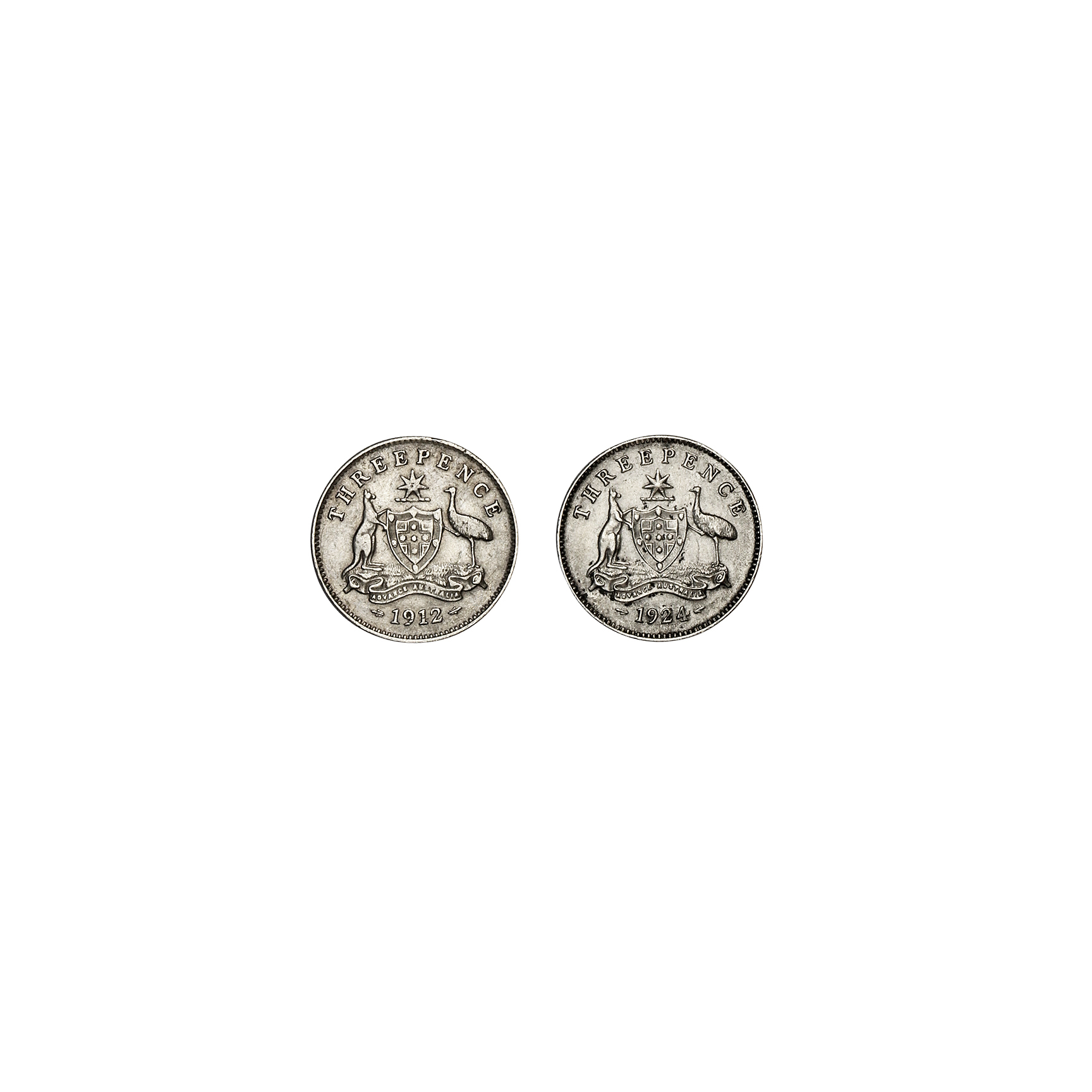 Pair, George V, Threepence, 1912, VF