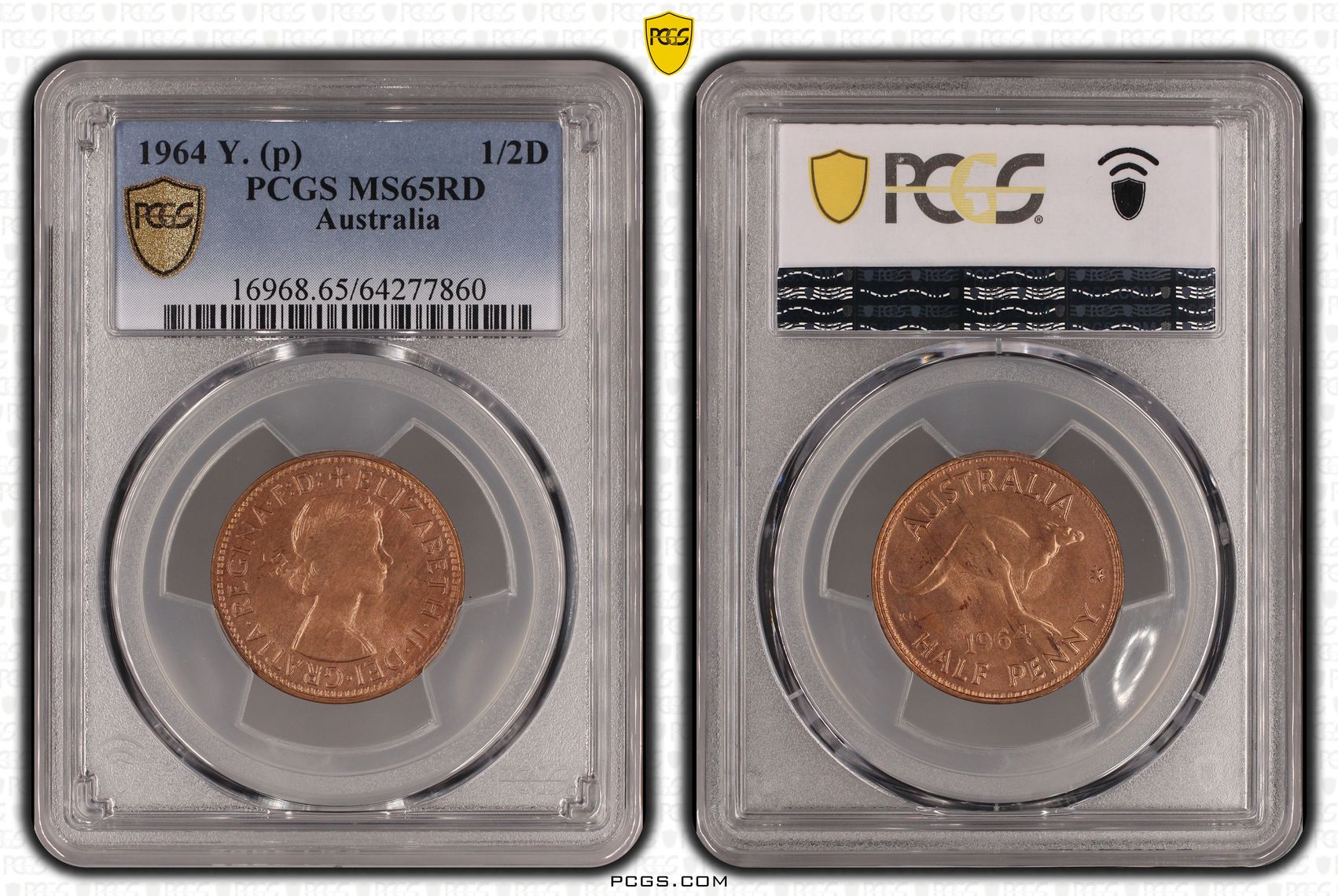 Elizabeth II, Halfpenny, 1964 Y., PCGS MS65RD