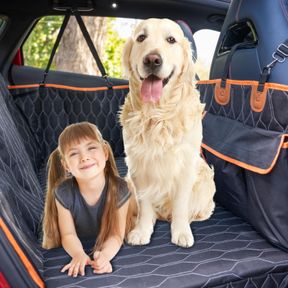 EXTENDED DOG CAR SEAT COVER FOR BACK SEAT - WATERPROOF, DURABLE, EXTRA SPACE WITH HARD BOTTOM, PET SEAT PROTECTOR | FOR DOG OWNERS