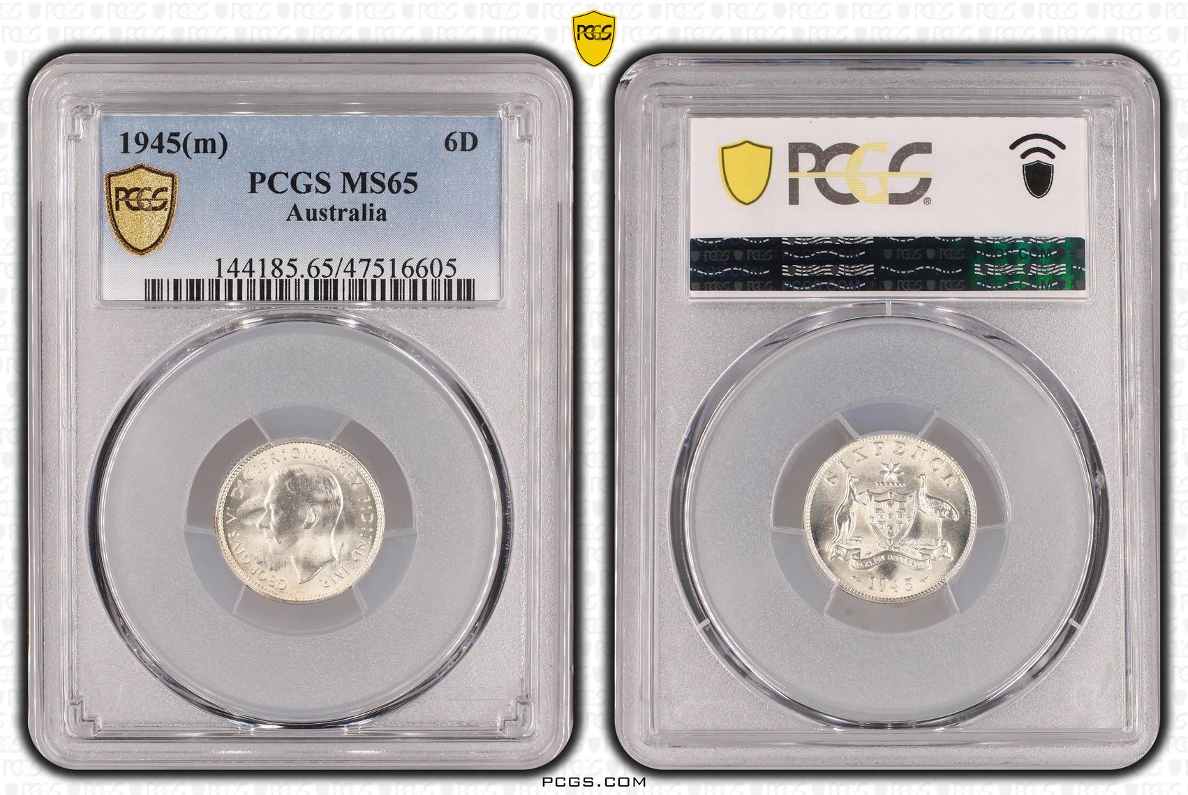 Elizabeth II, Sixpence, 1945(m), PCGS MS65