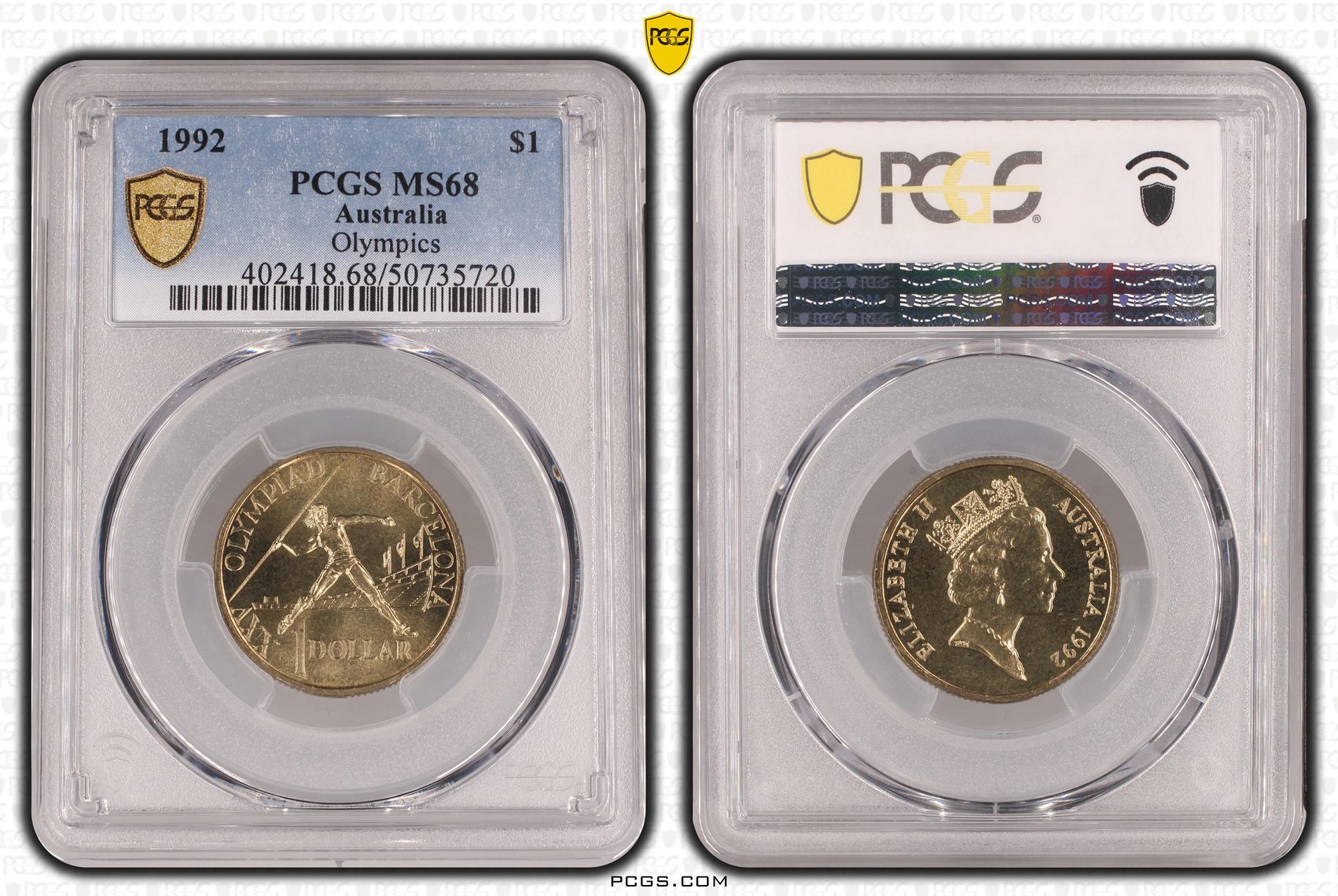 Olympics , One Dollar, 1992, PCGS MS68