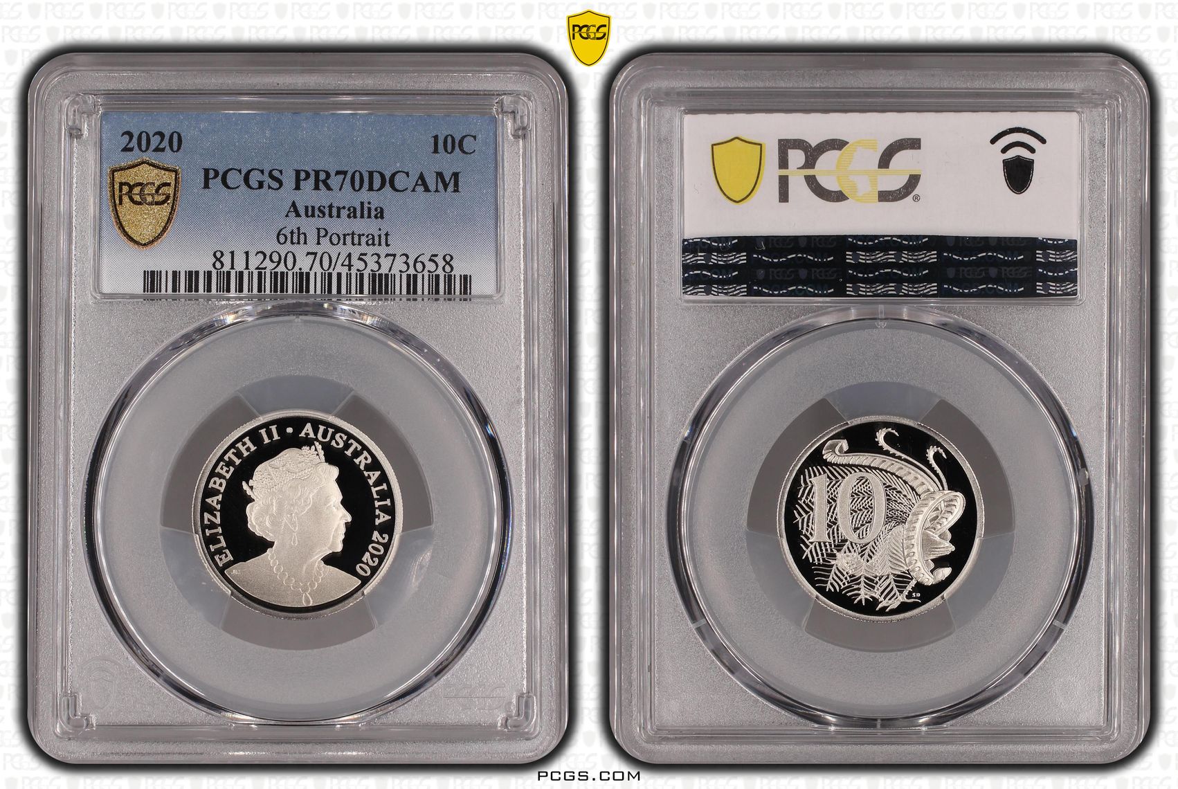 Elizabeth II, 6th Portrait, Ten Cent, 2020, PCGS PR70DCAM
