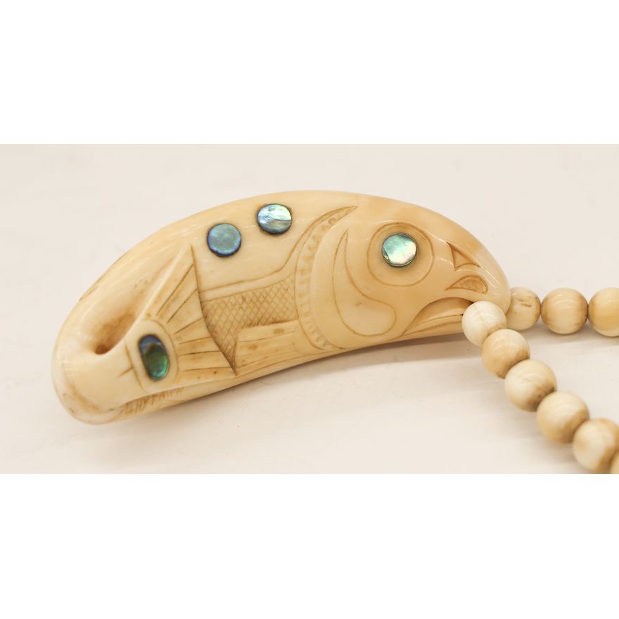 Old Northwest Coast Salmon Amulet Pendant Necklace