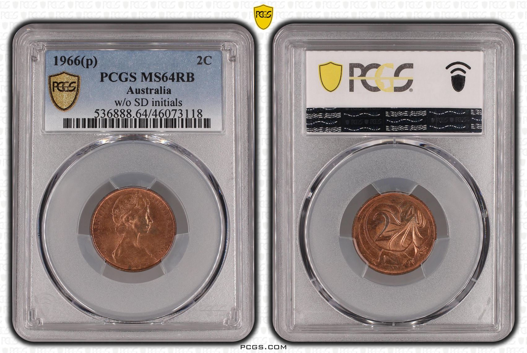 w/o SD initials, Two Cent, 1966(p) POP Report 2/0, PCGS MS 64RB