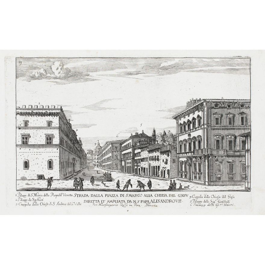 Giovanni Battista Falda | Strada dalla Piazza di S. Marco alla chiesa del Giesu