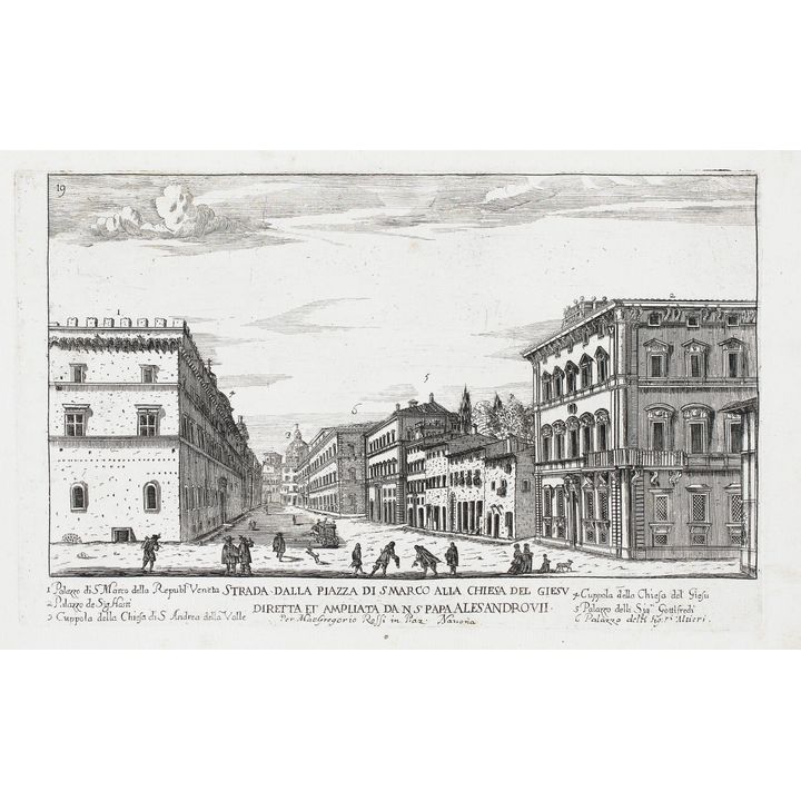Giovanni Battista Falda | Strada dalla Piazza di S. Marco alla chiesa del Giesu